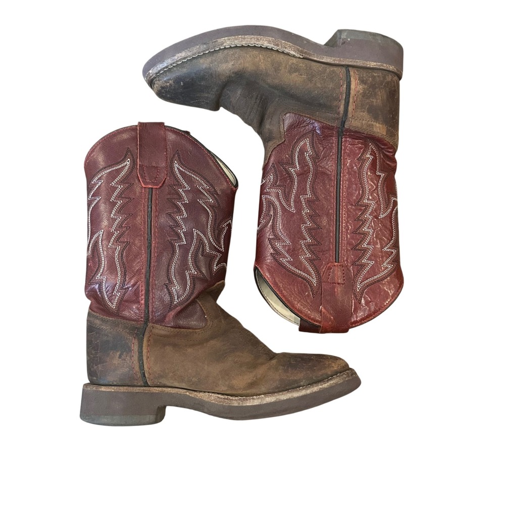 Smoky Mountain Boots‎ Kids Brown Burgundy Leather Western Cowboy Boots 13.0 D